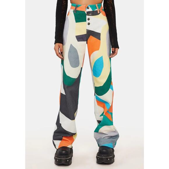 nwt Jaded London Abstract Art Print Boyfriend Jeans Multicolor size 25 W25 - Picture 2 of 10